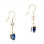 18k Yellow Gold 18k Yellow Gold Custom Diamond And Blue Sapphire Drop Earrings - Front View -  102776 - Thumbnail
