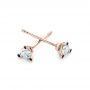 18k Rose Gold 18k Rose Gold Custom Diamond And Blue Sapphire Stud Earrings - Front View -  102178 - Thumbnail