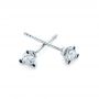 18k White Gold Custom Diamond And Blue Sapphire Stud Earrings - Front View -  102178 - Thumbnail