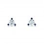 18k White Gold Custom Diamond And Blue Sapphire Stud Earrings - Three-Quarter View -  102178 - Thumbnail