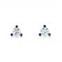  Platinum Custom Diamond And Blue Sapphire Stud Earrings