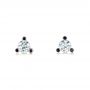 18k Yellow Gold 18k Yellow Gold Custom Diamond And Blue Sapphire Stud Earrings - Three-Quarter View -  102178 - Thumbnail