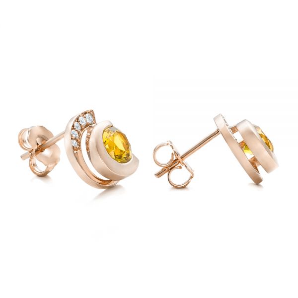 18k Rose Gold 18k Rose Gold Custom Diamond En Tourmaline Earrings - Front View -  102004