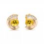 14k Yellow Gold Custom Diamond En Tourmaline Earrings - Three-Quarter View -  102004 - Thumbnail