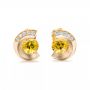 14k Yellow Gold Custom Diamond En Tourmaline Earrings - Three-Quarter View -  102004 - Thumbnail