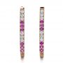 18k Rose Gold 18k Rose Gold Custom Diamond And Pink Sapphire Earrings - Three-Quarter View -  1216 - Thumbnail