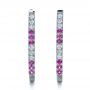  14K Gold Custom Diamond And Pink Sapphire Earrings - Three-Quarter View -  1216 - Thumbnail