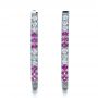 18k White Gold 18k White Gold Custom Diamond And Pink Sapphire Earrings - Three-Quarter View -  1216 - Thumbnail