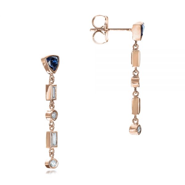14k Rose Gold 14k Rose Gold Custom Diamond And Tanzanite Earrings - Front View -  101218