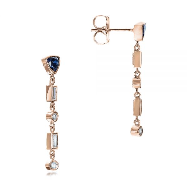 14k Rose Gold 14k Rose Gold Custom Diamond And Tanzanite Earrings - Front View - 101218