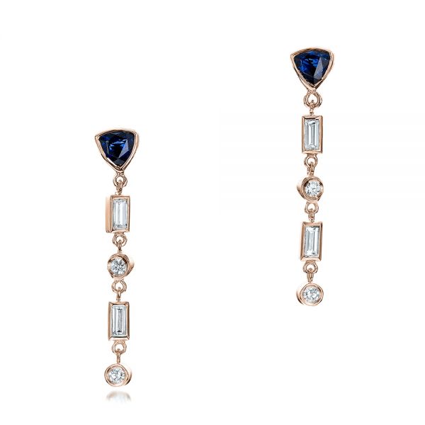 14k Rose Gold 14k Rose Gold Custom Diamond And Tanzanite Earrings - Three-Quarter View -  101218