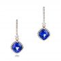 14k Rose Gold 14k Rose Gold Custom Diamond And Tanzanite Earrings - Three-Quarter View -  102094 - Thumbnail