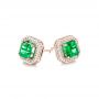 18k Rose Gold 18k Rose Gold Custom Emerald And Diamond Stud Earrings - Front View -  103389 - Thumbnail