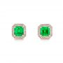 14k Rose Gold 14k Rose Gold Custom Emerald And Diamond Stud Earrings - Three-Quarter View -  103389 - Thumbnail