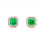 18k Rose Gold 18k Rose Gold Custom Emerald And Diamond Stud Earrings - Three-Quarter View -  103389 - Thumbnail