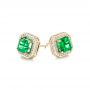 14k Yellow Gold 14k Yellow Gold Custom Emerald And Diamond Stud Earrings - Front View -  103389 - Thumbnail