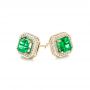 18k Yellow Gold 18k Yellow Gold Custom Emerald And Diamond Stud Earrings - Front View -  103389 - Thumbnail