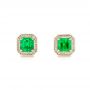 14k Yellow Gold 14k Yellow Gold Custom Emerald And Diamond Stud Earrings - Three-Quarter View -  103389 - Thumbnail