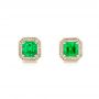 14k Yellow Gold 14k Yellow Gold Custom Emerald And Diamond Stud Earrings - Three-Quarter View -  103389 - Thumbnail