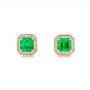 18k Yellow Gold 18k Yellow Gold Custom Emerald And Diamond Stud Earrings - Three-Quarter View -  103389 - Thumbnail