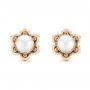 14k Rose Gold 14k Rose Gold Custom Floral Pearl Earrings - Three-Quarter View -  103656 - Thumbnail