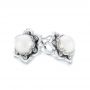 14k White Gold Custom Floral Pearl Earrings - Front View -  103656 - Thumbnail