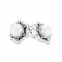  Platinum Platinum Custom Floral Pearl Earrings - Front View -  103656 - Thumbnail