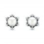 14k White Gold Custom Floral Pearl Earrings - Three-Quarter View -  103656 - Thumbnail