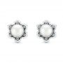 18k White Gold 18k White Gold Custom Floral Pearl Earrings - Three-Quarter View -  103656 - Thumbnail