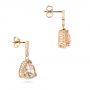 14k Rose Gold Custom Morganite And Diamond Halo Earrings - Front View -  102774 - Thumbnail