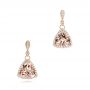 14k Rose Gold Custom Morganite And Diamond Halo Earrings - Three-Quarter View -  102774 - Thumbnail