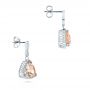 14k White Gold 14k White Gold Custom Morganite And Diamond Halo Earrings - Front View -  102774 - Thumbnail