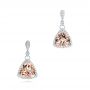 14k White Gold 14k White Gold Custom Morganite And Diamond Halo Earrings - Three-Quarter View -  102774 - Thumbnail