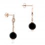 18k Rose Gold 18k Rose Gold Custom Onyx And Diamond Dangle Earrings - Front View -  102003 - Thumbnail