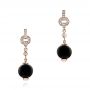 14k Rose Gold 14k Rose Gold Custom Onyx And Diamond Dangle Earrings - Three-Quarter View -  102003 - Thumbnail