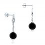 18k White Gold 18k White Gold Custom Onyx And Diamond Dangle Earrings - Front View -  102003 - Thumbnail