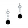  Platinum Platinum Custom Onyx And Diamond Dangle Earrings - Three-Quarter View -  102003 - Thumbnail