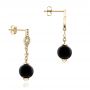 14k Yellow Gold 14k Yellow Gold Custom Onyx And Diamond Dangle Earrings - Front View -  102003 - Thumbnail