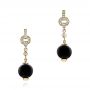 14k Yellow Gold 14k Yellow Gold Custom Onyx And Diamond Dangle Earrings - Three-Quarter View -  102003 - Thumbnail