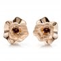18k Rose Gold 18k Rose Gold Custom Organic Red Garnet Earrings - Three-Quarter View -  100630 - Thumbnail