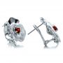  Platinum Platinum Custom Organic Red Garnet Earrings - Front View -  100630 - Thumbnail