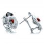 14k White Gold 14k White Gold Custom Organic Red Garnet Earrings - Front View -  100630 - Thumbnail