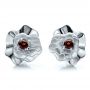  Platinum Platinum Custom Organic Red Garnet Earrings - Three-Quarter View -  100630 - Thumbnail