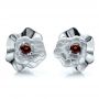 18k White Gold 18k White Gold Custom Organic Red Garnet Earrings - Three-Quarter View -  100630 - Thumbnail