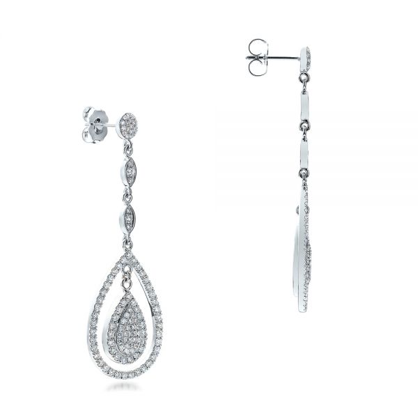  Platinum Platinum Custom Pave Diamond Dangle Earrings - Front View -  101236