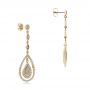 18k Yellow Gold Custom Pave Diamond Dangle Earrings - Front View -  101236 - Thumbnail