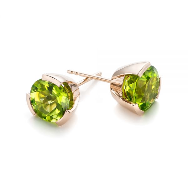 18k Rose Gold 18k Rose Gold Custom Peridot Earrings - Front View -  102122