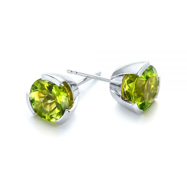 Platinum Platinum Custom Peridot Earrings - Front View - 102122