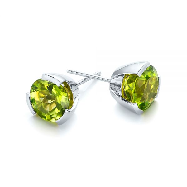  Platinum Platinum Custom Peridot Earrings - Front View -  102122