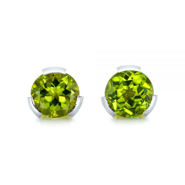 14k White Gold 14k White Gold Custom Peridot Earrings - Three-Quarter View -  102122